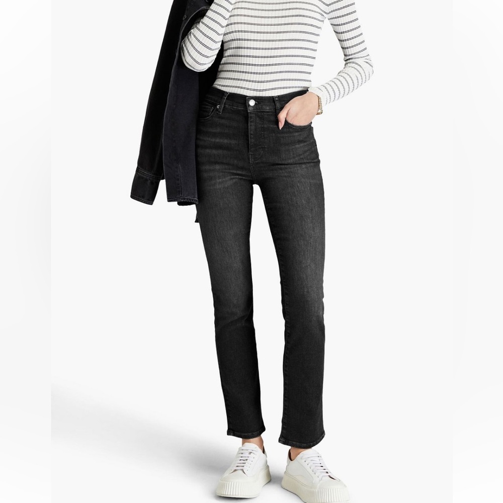 FRAME Le High Straight Jeans, Black, Size 32/US 14